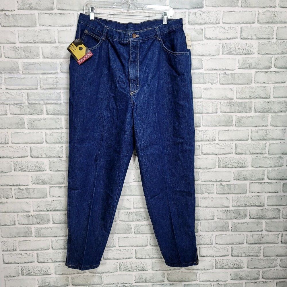 Vintage 90s Sasson Dark Wash Denim Jeans‎ Womens 36  Zip Ankle Crop Tapered Leg